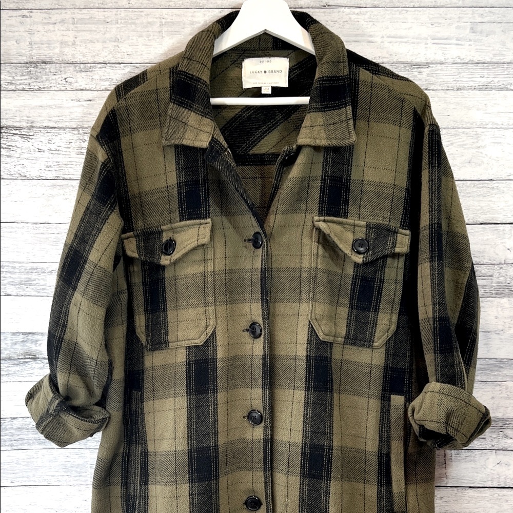 Lucky Brand Plaid Oversized Button-Up Jacket Shacket